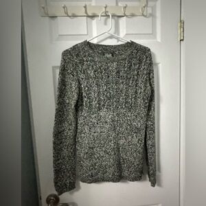 Roots Gray Marled Cable Crewneck Sweater